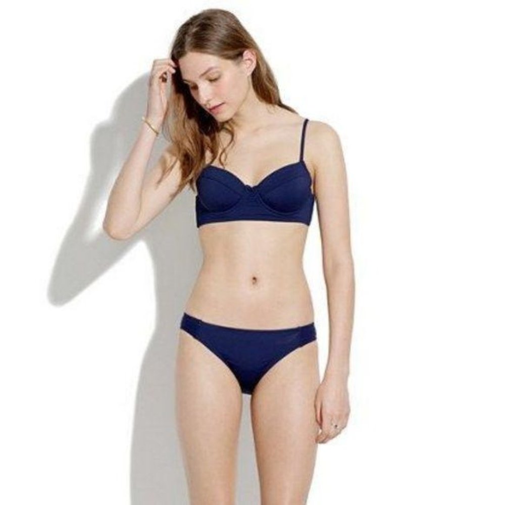 Madewell Embroidered Bustier Bikini Top Tie Back